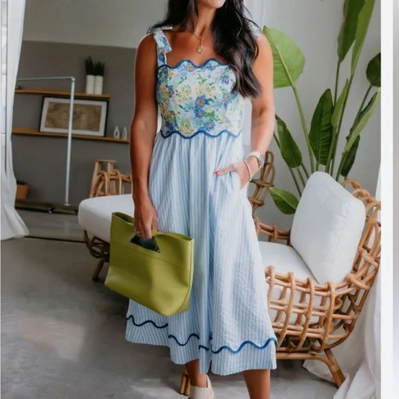 Impressions French Countryside Stripe Midi Dress - Picture 10 of 11